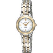 Seiko Watch, Womens Solar Two Tone Bracelet 22mm SUP004