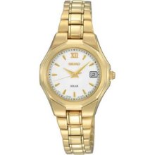 Seiko White Dial Gold-tone Ladies Watch SUT056 ...