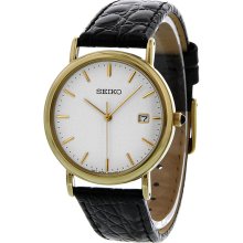 Seiko White Dial Gold Tone Stainless Steel Mens Watch SKK694