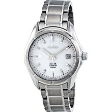 Seiko White Dial Grey Titanium Mens Watch SNE139