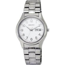 Seiko White Dial Stainless Steel Quartz Mens Watch SGGA69 ...