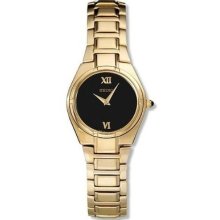 Seiko Women's Black Dial Gold Bracelet Watch Sujd54