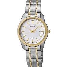 Seiko Women's 'Bracelet' Stainless Steel and Yellow Goldplated Quartz Watch (Goldplated Quartz Watch)