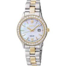 Seiko Womens Solar 3-hand Date Two Tone Sut074 Watch