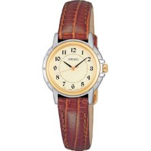 Seiko Women's Watch - Brown Leather Band - Gold-Tone Dial - SXGA02