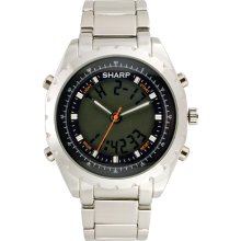 Sharp Mens Calendar Day/Date Chronograph Watch w/Black Digital Dial