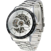 Silver Men's Wrist Style Steel Analog Mechanical Watch