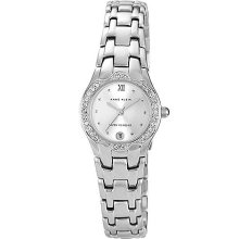 Silver-Tone Crystal Accented Watch With Silver-Tone Dial