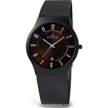 Skagen 36mm Mens Titanium Dress Watch - Bronze Dial - Date Window 233XLTMD