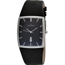 Skagen Big Date on Black Leather Mens Watch 567LSLB1