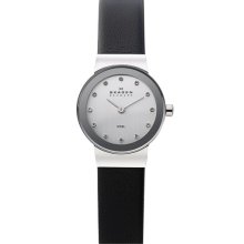 Skagen Ladies' Leather Strap Watch Silver