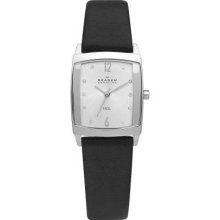 Skagen Ladies White Dial Black Leather Strap 691SSLS Watch