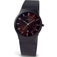 Skagen Men's 233xltmd Denmark Silvertone Mesh Brown Dial Watch