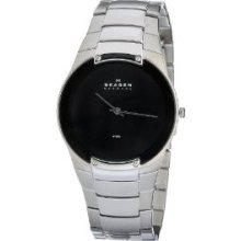 Skagen Mens Analog Sainless Watch - Silver Bracelet - Black Dial - 861XLSXM