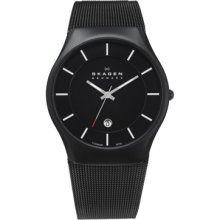 Skagen Mens Analog Stainless Watch - Black Bracelet - Black Dial - 956XLTBB