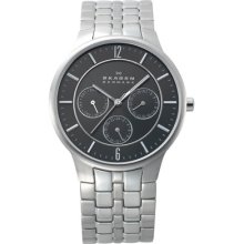 Skagen Men's Steel Multifunction Watch - Black Dial - 331XLSXM