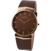 Skagen Men's Ultra Slim Steel - Rose Gold Tone - Brown Dial - Brown