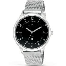 Skagen Men's Ultra Slim Black Dial Mesh Band Watch (Slim /Black Dial)