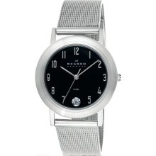 SKAGEN New Round Mens Ladies Watch Analog Mesh Stainless Steel Bracelet Black