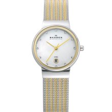 Skagen Round 2-Tone Mesh Watch Gold/ Silver