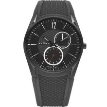 Skagen Round Multifunction Silicone Strap Watch Black