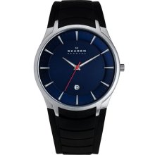 Skagen Round Silicone Strap Watch Blue/ Black