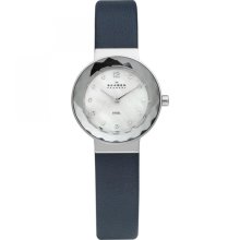 Skagen Women's Blue Leather Strap Watch (Skagen Women's Denmark Mother-Of-Pearl Dial Watch)