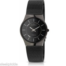 Skagen Women's Titanium Black Dial And Black Mesh Watch 233stmb