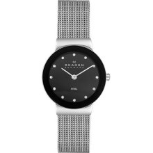 Skagen Womens Watch Black Bezel Ladies Mesh Band 358sssbd