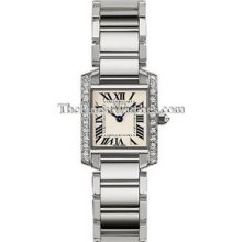 Small Cartier Tank Francaise Diamond Ladies Watch WE1002S3