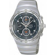 Stainless Steel Alarm Chronograph Blue Dial