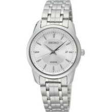 Stainless Steel Case And Bracelet Quartz White Dial Date Display