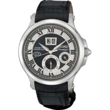 Stainless Steel Case Kinetic Perpetual Premier Black Leather Strap Gra