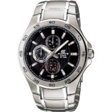 Stainless Steel Edifice Quartz Black Dial Day Date