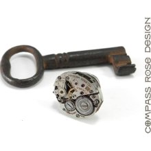 Steampunk Lapel Pin, Tie Tack - Industrial Steampunk Vintage Mechanical Watch Movement Wedding Tie Pin
