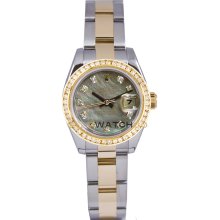 Steel Gold Datejust 179173 Oyster Band MOP Diamond Dial & Bezel