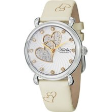 Stuhrling Original 120 1115w2 Quartz Dazzling Hearts Leather Strap Womens Watch