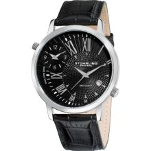 Stuhrling Original Men's 343.33151 Classic Polaris Swiss Quartz Date And Dual Time Zone Black Watch