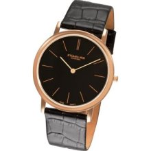 Stuhrling Original Men's Ascot Quartz Leather Strap Watch ROSE GOLD