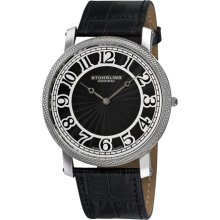 Stuhrling Original Men's 'Hyperion' Swiss Quartz Black Leather Strap Watch (Stuhrling Original Men's Watch)