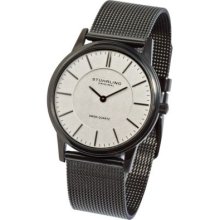 Stuhrling Original Men's Newberry Quartz Stainless Steel Mesh Bracelet Watch SILVERTONE