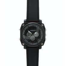 Surface Mens' Black Leather Watch with Round Multi Dials - A CLASSIC