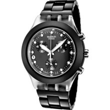 Swatch Irony Diaphane Chronograph White Crystal Black Ion Plated