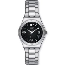 Swatch Ladies Her Tender Black Stainless Steel Bracelet Watch