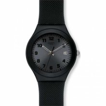 Swatch Men's Irony YGB4007 Black Rubber Swiss Quartz Watch with Black Dial