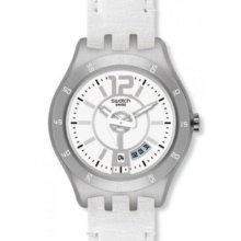 Swatch Men's YTS401 Quartz Date White Dial Crystal Watch - YTS401