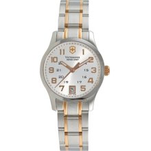 Swiss Army Ladies Alliance Chronograph Silver Dial Rose Gold Two Tone Stainless Steel Case and Bracelet 241326