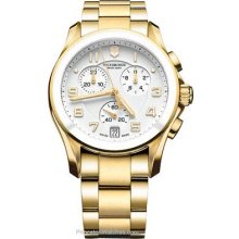 Swiss Army Mens Chrono Classic Silver-Tone Dial Gold-Tone 241537