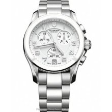 Swiss Army Mens Chrono Classic Silver-Tone Design White 241538