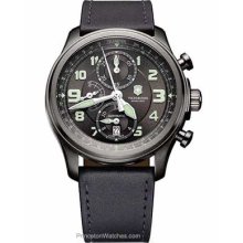 Swiss Army Mens Infantry Vintage Automatic Chrono - Black Dial - Strap 241526